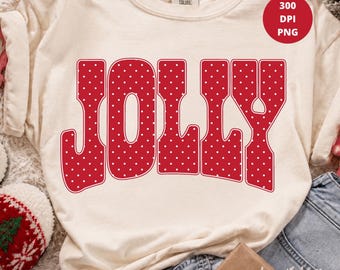 Jolly Polka Dot PNG, Christmas Shirt Design, Holiday Sublimation, Festive Xmas PNG