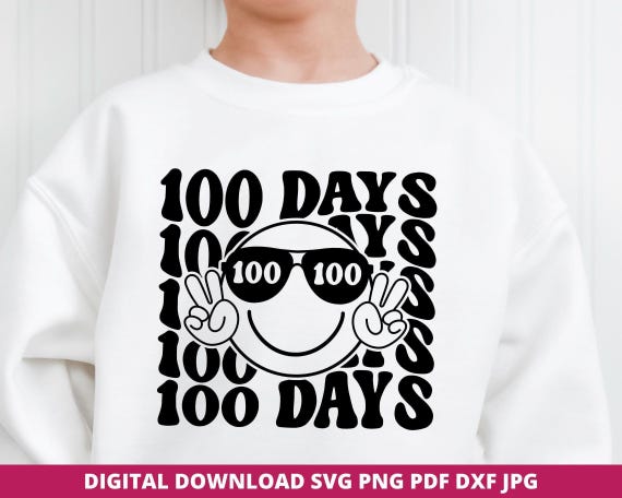 100 Days of School SVG, Retro Teacher Design (Digital Download)