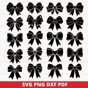 Coquette Bow SVG Bundle, Hand-Drawn Boho Ribbon Clipart, Cricut Cut Files