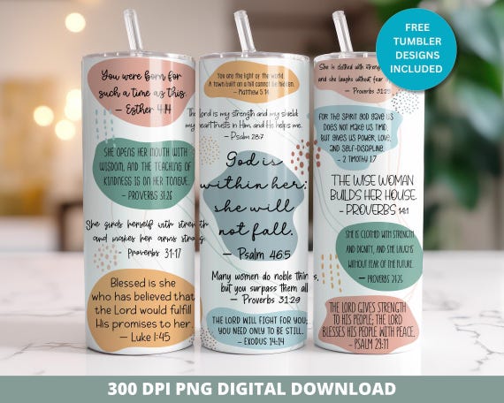 Faith Tumbler Wrap, Bible Verse Design, 20oz Sublimation (Digital Download)