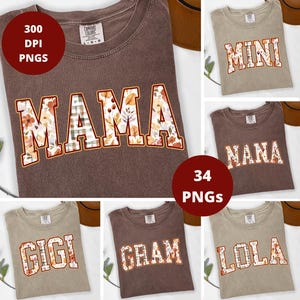 Pacchetto PNG floreale autunnale "Mama", design per sublimazione a tema Ringraziamento e università (download digitale)