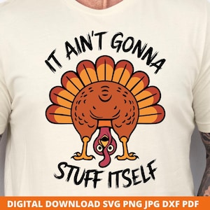 Grappige Thanksgiving Turkije SVG, It Ain't Gonna Stuff Itself, shirtontwerp (digitale download)