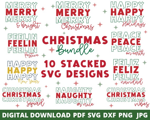 Christmas Svg Bundle, Stacked Christmas Svg, Christmas Bundle Svg, Christmas Svg for Shirts, Christmas Tshirt Svg, Family Christmas Shirts