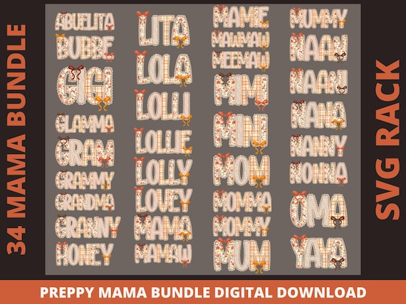 Floral Lace Mama PNG Bundle: Cottagecore Autumn Names (Digital Download)