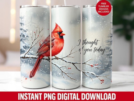 Christmas Cardinal Tumbler Wrap: 20oz Skinny Tumbler Sublimation Design (PNG Digital Download)
