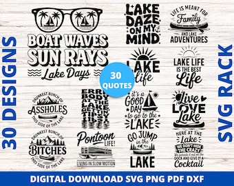 Paquete de archivos SVG con frases divertidas sobre lagos, decoración para casas de lago, archivos de corte para Cricut y Silhouette (descarga digital)