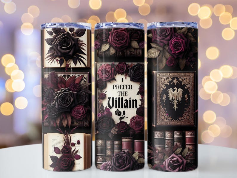 Ich bevorzuge den Bösewicht Tumbler 20 Unzen Wrap, Dark Romantasy Sublimation Design Bild 6