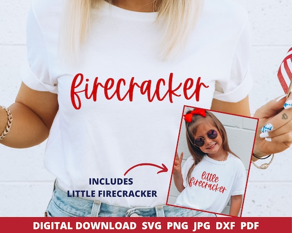 Firecracker Svg, Little Firecracker Svg, Mom and Baby Matching Design, 4th of July Png, America Svg, Patriotic Svg, God Bless America Svg