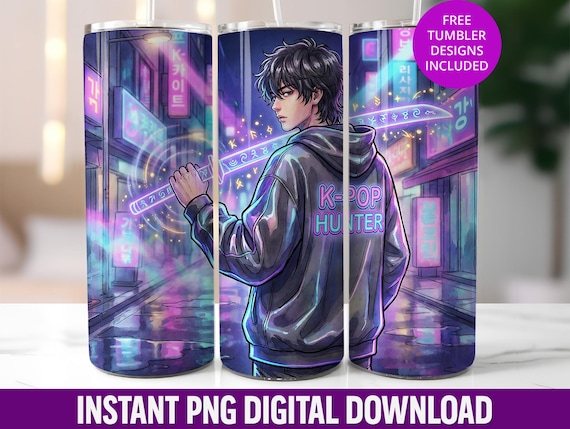 K-Pop Hunter Anime Boy Tumbler Wrap, Magical Sword (Digital Download)