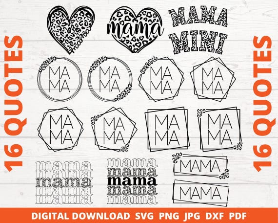 Leopard Mom Life SVG Bundle, Trendy Mama Shirt Designs (Digital Download)