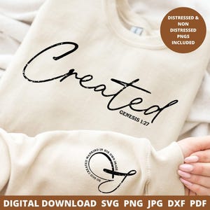 Genesis 1:27 Created SVG, Boho Sleeve Design, Christian (Digital Files)