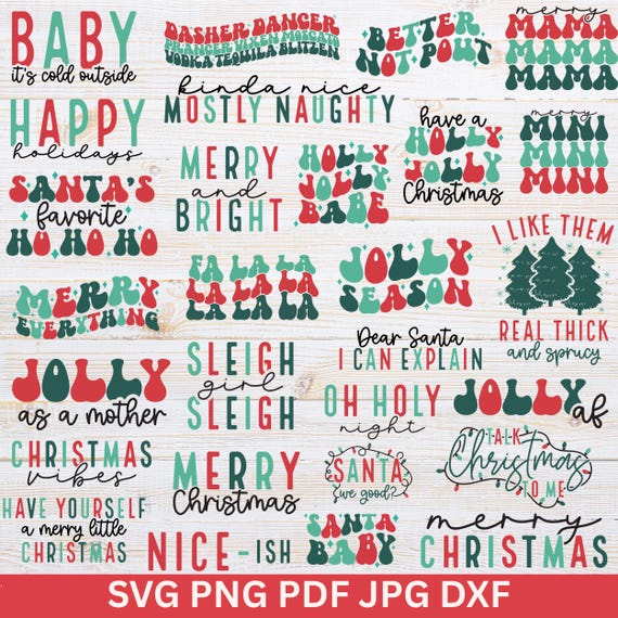Retro Christmas SVG Bundle, Cricut & Sublimation Designs (Digital Download)