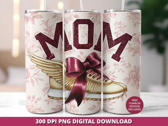 Track Mom 20oz Tumbler Wrap, Floral Coquette Track and Field Tumbler PNG, Track 20oz Skinny Tumbler Sublimation, Running Mom Tumbler Wrap
