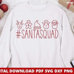 Santa Squad Svg, Christmas Squad Svg, Família Natal Camisas Svg, Equipe de Natal, Camisas de Natal Combinando, Cricut, Silhueta, Png, Dxf