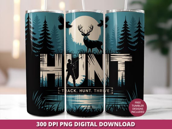 Men's Hunting Tumbler Wrap PNG, Deer Hunting 20oz Sublimation Tumbler File, Buck Hunting 20oz Skinny Wrap, Seamless Hunting 20oz Tumbler Png