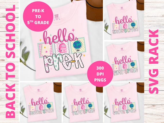 Preppy Back To School Bundle PNG, Coquette Teacher Shirt Design, Student First Day T-Shirt Sublimation Clipart, Girl T-Shirt PNG Bundle