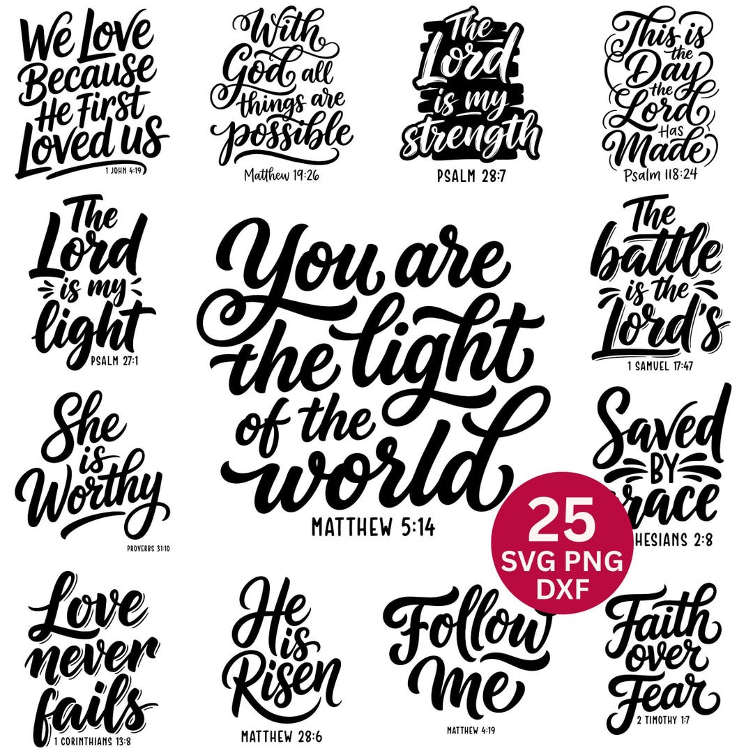 Bible Verse SVG Bundle, Christian Scripture Quotes (25 Designs) - Etsy