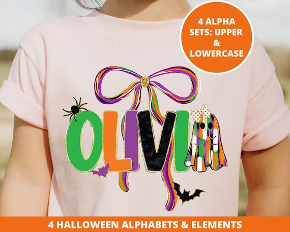 Halloween Ghost Letter PNG Bundle – Spooky Coquette Alphabet (Digital Download)