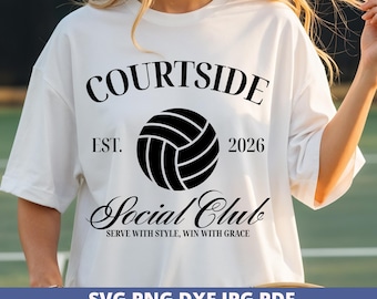 Volleyball Mom SVG, Courtside Social Club Design Cricut Silhouette Cut File