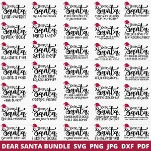 Pacchetto Svg "Caro Babbo Natale", Svg maglietta di Natale per la famiglia, Magliette di Natale per fratelli, Svg maglietta di Natale divertente per bambini, File di taglio maglietta di Natale