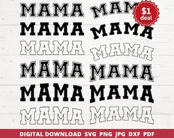 Mama Varsity SVG Bundle, Retro Shirt Design Cricut Silhouette Cut File