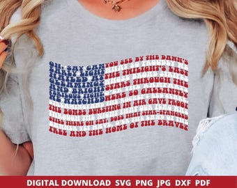 Star-Spangled Banner SVG, American Flag Lyrics, USA Cut File (Digital Download)
