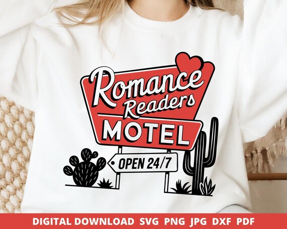 Romance Readers Motel SVG, Book Lover Sublimation Design (Digital Download)
