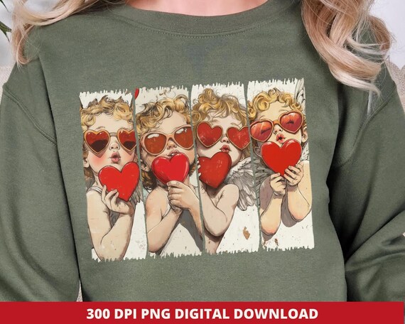 Retro Valentine Cupid PNG, Coquette Sublimation Design (Digital Download)