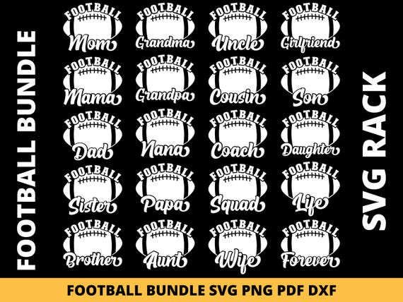 Family Football Svg Bundle, Football Mom Png, Football Dad Svg, Football Sister Cut File, Football Grandma Svg, Cricut Svg Digital Download