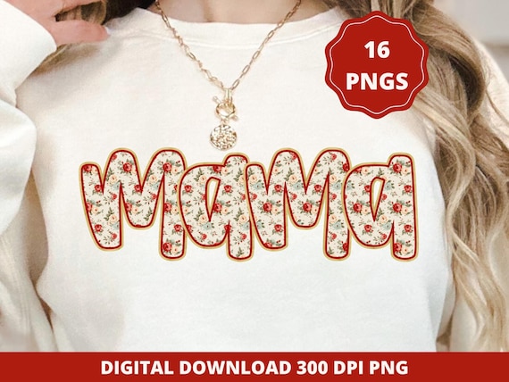 Retro Floral Mama PNG Bundle, Mother's Day Sublimation Design (Digital Download)