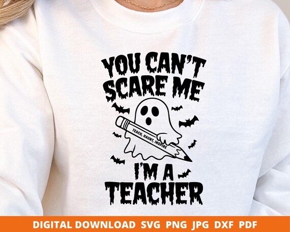 Halloween Teacher Svg, Spooky Season Svg, Cute Ghost Teacher, Teacher Halloween Cut File, Cute Ghost Teacher Svg, Halloween School Party Svg