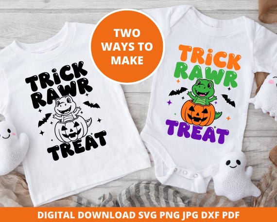 Trick Rawr Treat Svg, Cute Dinosaur Halloween Svg, Pumpkin Dino Cut File, Kids Spooky Season Shirt, Halloween Dino Png, Spooky Saurus Png