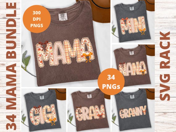 Floral Lace Mama PNG Bundle: Cottagecore Autumn Sublimation (Digital Download)