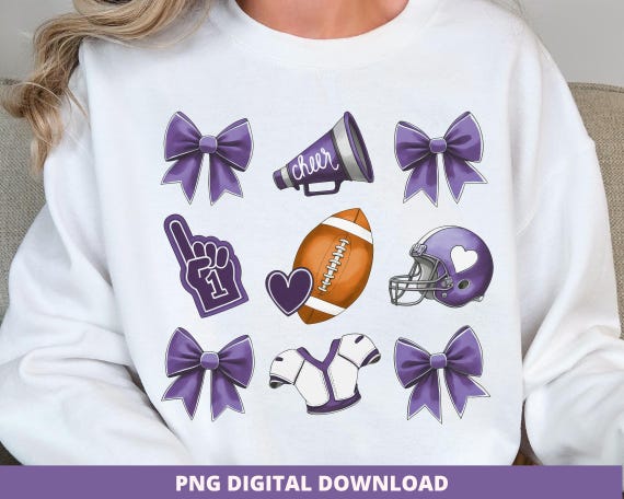Purple Football Season Png, Coquette Png, Purple Cheer Coquette Bow Png, Football Sublimation Designs, Football Mama Png, Football Mom Png
