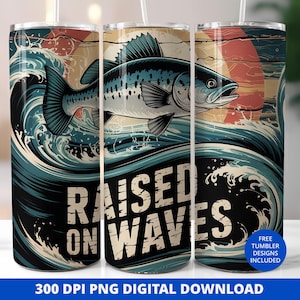 Fishing Tumbler Wrap PNG, Bass Fishing Life 20 oz Sublimation Design, Father&#39;s Day Gift for Dad, 20oz Seamless Skinny Tumbler Wrap for Men