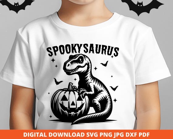 Spookysaurus Rex Halloween Dinosaur SVG, Kids Shirt (Digital Download)