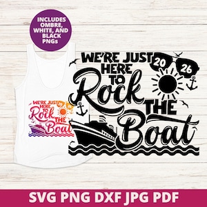 Rock The Boat 2026 Cruise SVG, Funny Couples Cruise Shirt PNG, Cricut Silhouette Cut File, DTF Digital Download