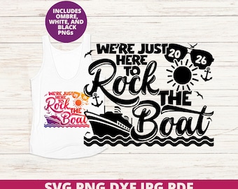 Rock The Boat 2026 Cruise SVG, Funny Couples Cruise Shirt PNG, Cricut Silhouette Cut File, DTF Digital Download
