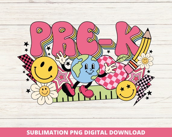 Groovy Pre-K Back to School Png, Retro Teacher Design, Sublimation, Vintage Teacher Png, Back to School Design, Pre-K Teacher Png, DTF DTG