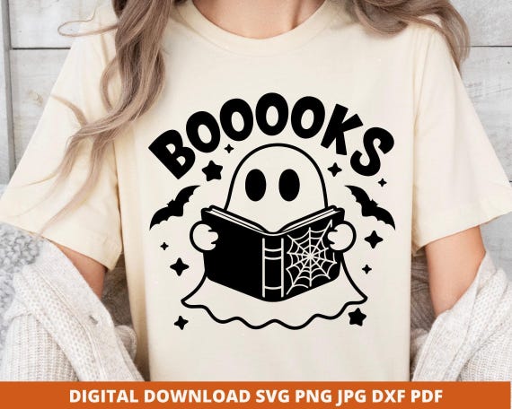 Ghost Bookworm SVG, Spooky Halloween Design (Digital Download)