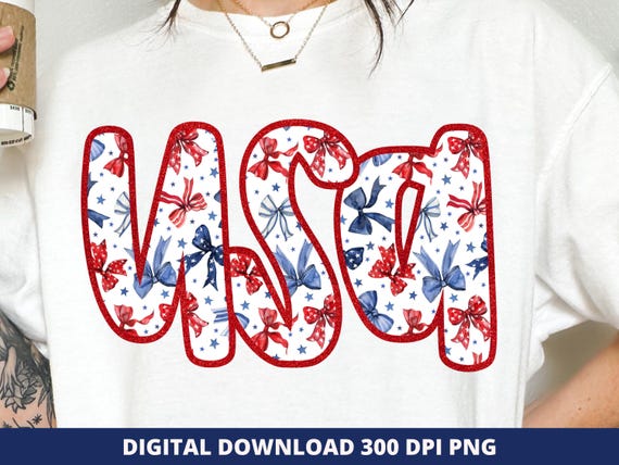 Coquette USA Png, American Bow Png, 4th Of July Sublimation, American Flag Bow Png, Coquette American Girly Png, Preppy American Girl Design
