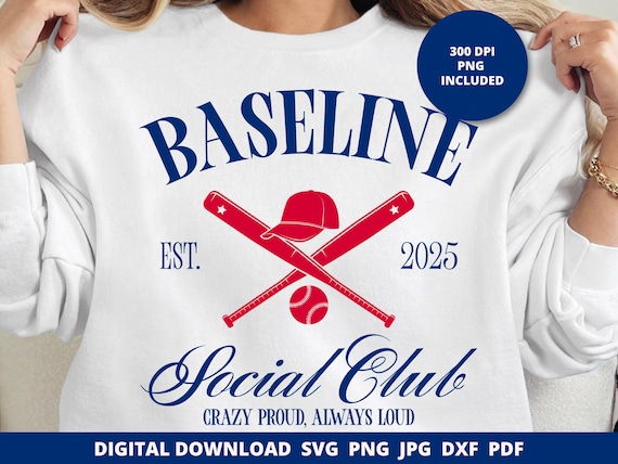 Baseline Social Club Svg, Baseball Mom Svg, Baseball Mama Svg, Loud And Proud, Baseball Family, Gift For Mom, Aesthetic Shirt Design, Cricut