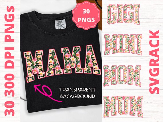 Boho Floral Mama PNG Bundle, Retro Preppy Mama Mini Matching Png, Floral Varsity Mom PNG, Gift for Mother's Day, Sublimation Shirt Design