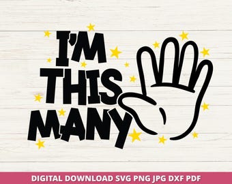 Fünfter Geburtstag SVG, ich bin fünf PNG, Cricut Silhouette Schnittdatei, digitaler Download