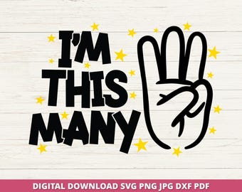 Troisième anniversaire SVG, j'ai trois ans, chemise d'anniversaire, fichier de coupe Cricut Silhouette, téléchargement numérique