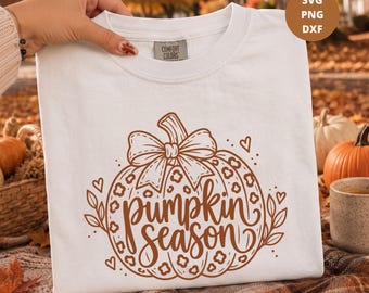 Pumpkin Season SVG, Leopard Pumpkin PNG, Fall Cricut Cut File, Autumn DXF Design