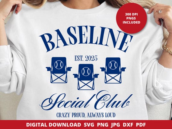 Baseline Social Club Svg, Baseball Mom Svg, Baseball Mama Svg, Loud And Proud, Baseball Family, Gift For Mom, Aesthetic Shirt Design, Cricut