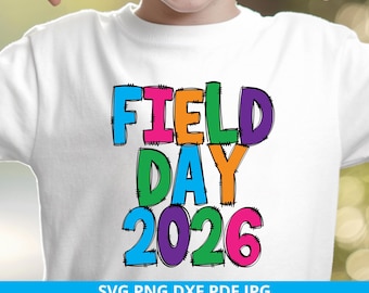 Field Day 2026 PNG Colorful School Sports Day Shirt Kids Teacher Design