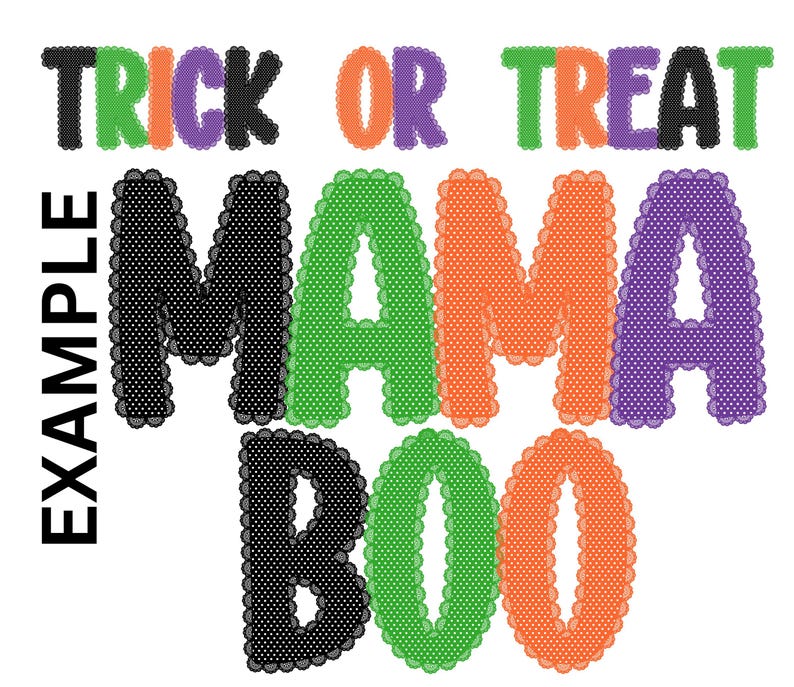 Halloween Polka Dot Lace Alphabet Set Font A Z Letters Numbers Clipart ...