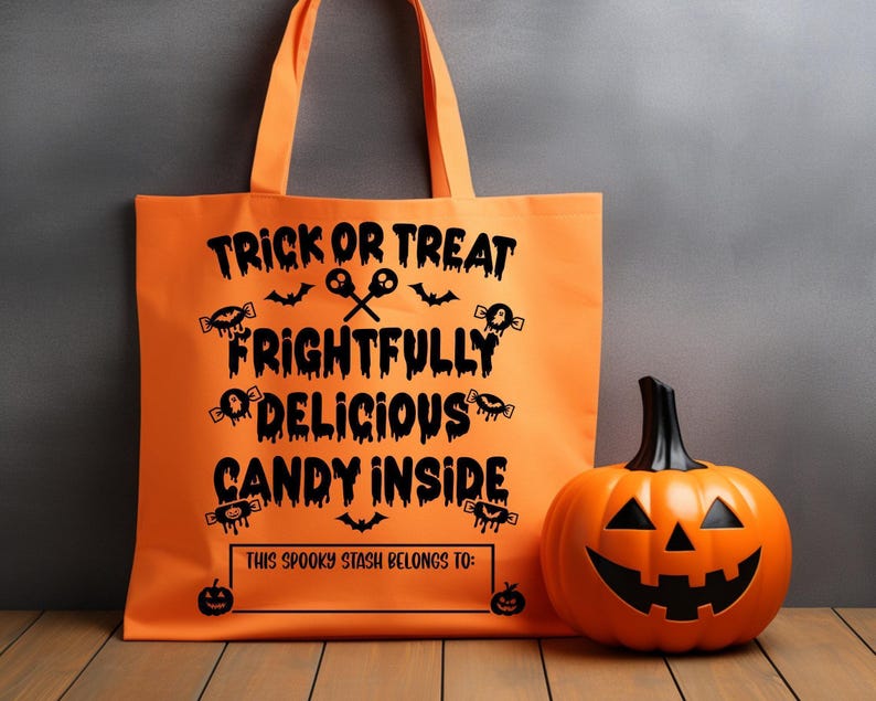 Trick or Treat Bag SVG, Personalized Halloween Candy Bag, Cricut ...